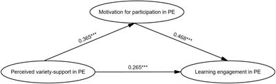 Effects of perceived variety-support on middle school students’ learning engagement in physical education: the mediating role of motivation